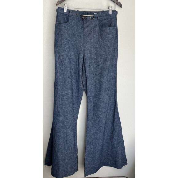 Zimmermann Eden Chambray Flared Pants Blue Size AU 3/US 10 - Picture 8 of 14